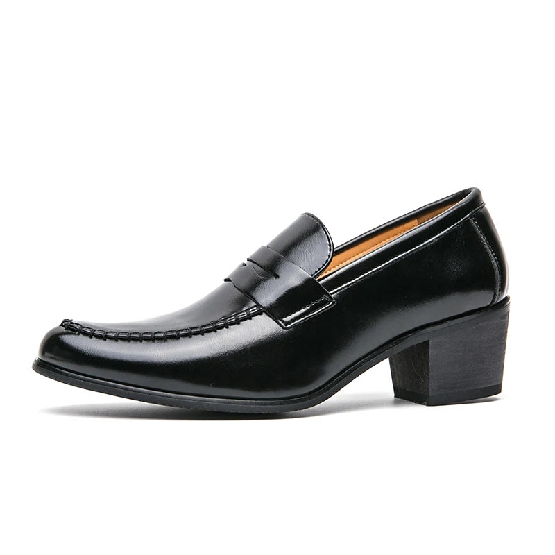 Chaussures habillées rétro à talons hauts pour homme, marque de luxe, chaussures de mariage pointues pour marié, chaussures de ville décontractées en cuir pour homme