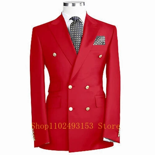 Costumes de Mariage Blancs pour Hommes 2023 2 Pièces Double Boutonnage Coupe Slim Vêtements de Marié Formels d'Affaires (Veste+Pantalon) Costume Homme