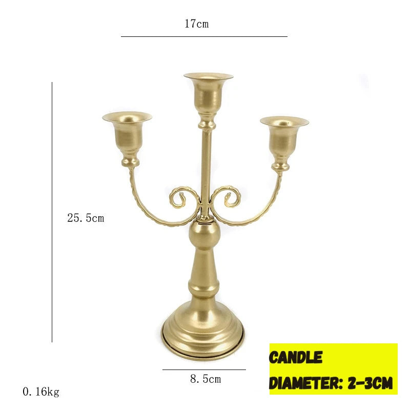 Chandelier en Métal Vintage, Bougeoir à 3 Bras/3 Coupelles avec Base Solide, Décoration de Mariage, Centre de Table Rétro pour Ornement de Table à Domicile