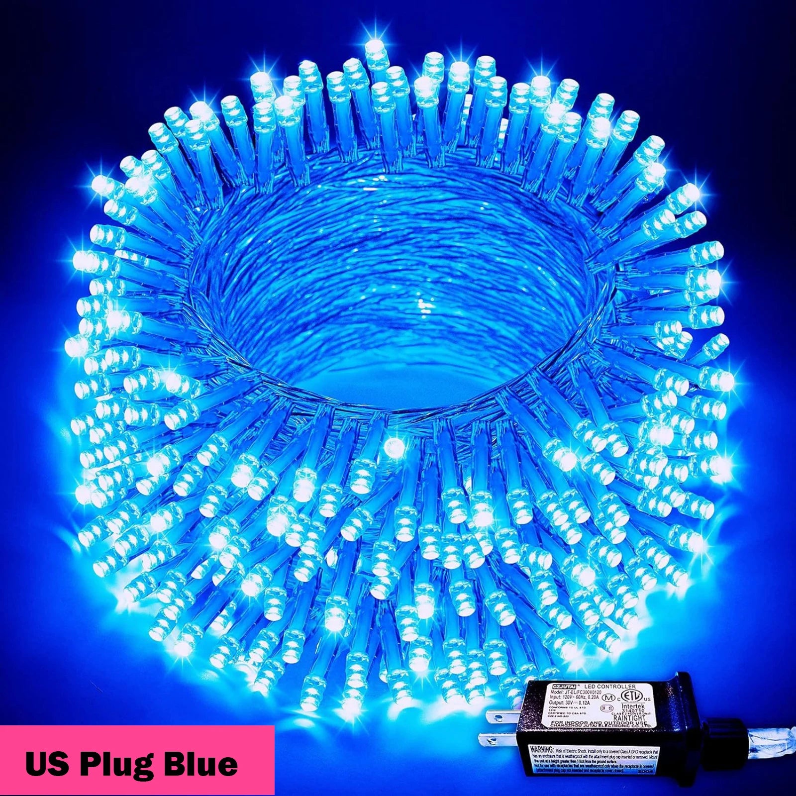 Guirlande lumineuse 24V 100/800LED 8 Modes Étanche Bleu Blanc Chaud RVB Lumières de Noël Fées pour Cour Fête Mariage Décoration