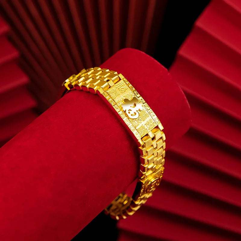 Men's Vintage Gold FU Coin Chain Bracelet | Groom, Father & Wedding Gift