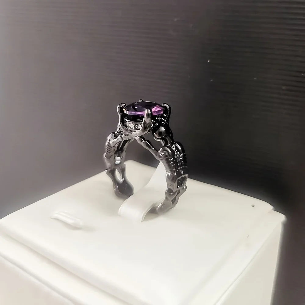 Bague de promesse gothique Squelette Zirconium — Alliance alternative