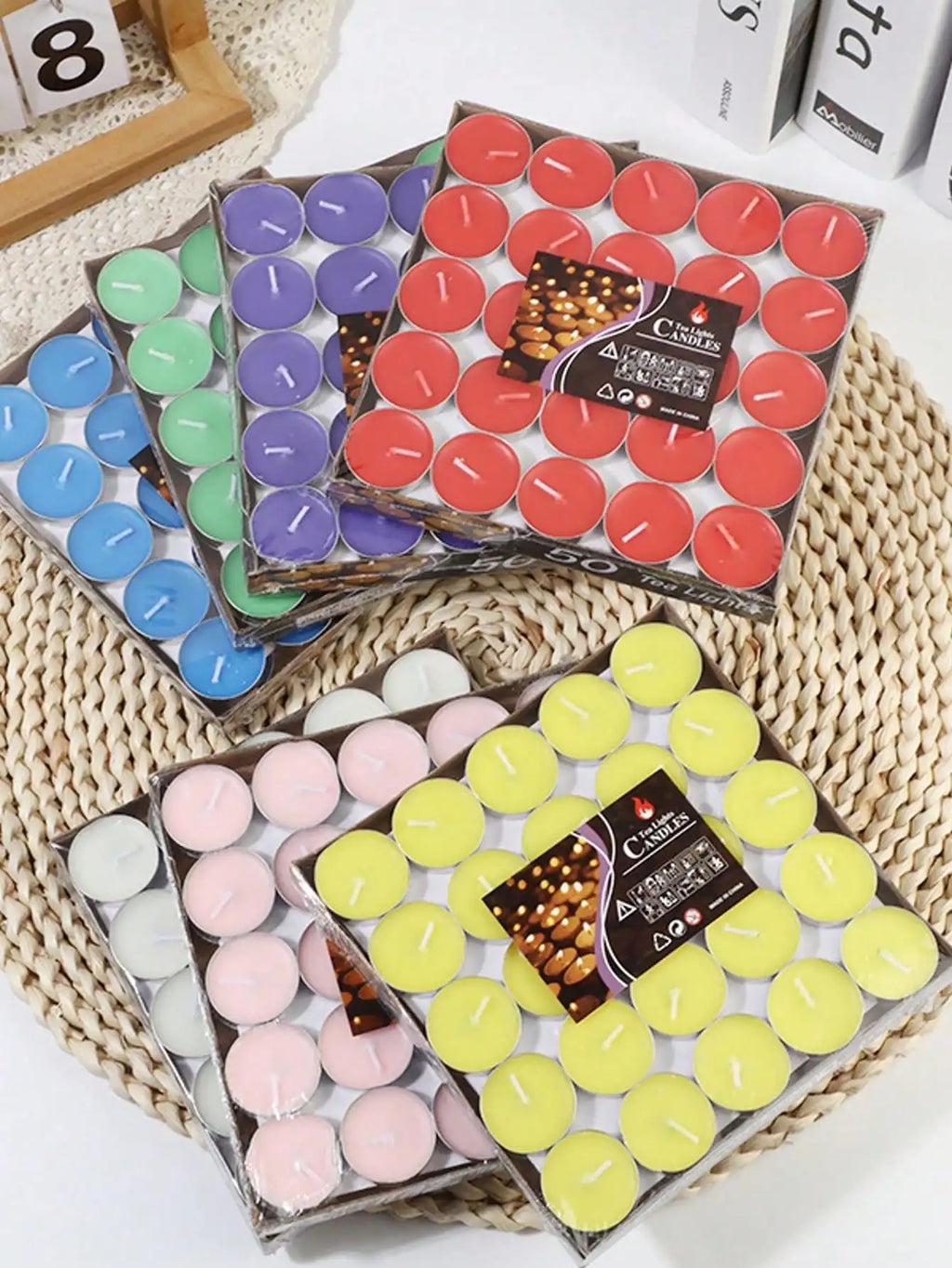 50 bougies chauffe-plat sans fumée à l'achat, mariage, anniversaire, cire flottante inodore, vente en gros en vrac