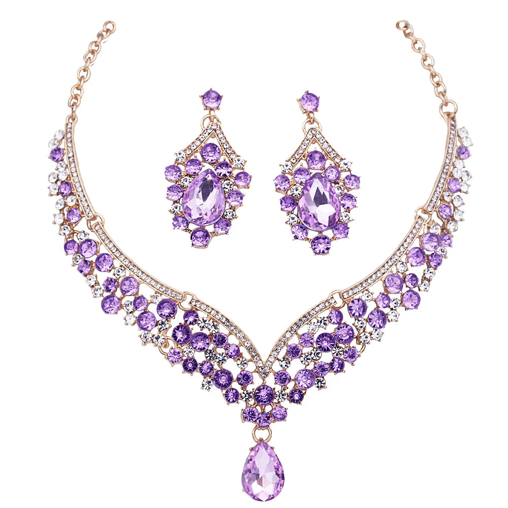 Princess Crown Bridal Jewelry Set — Necklace, Earrings & Crown