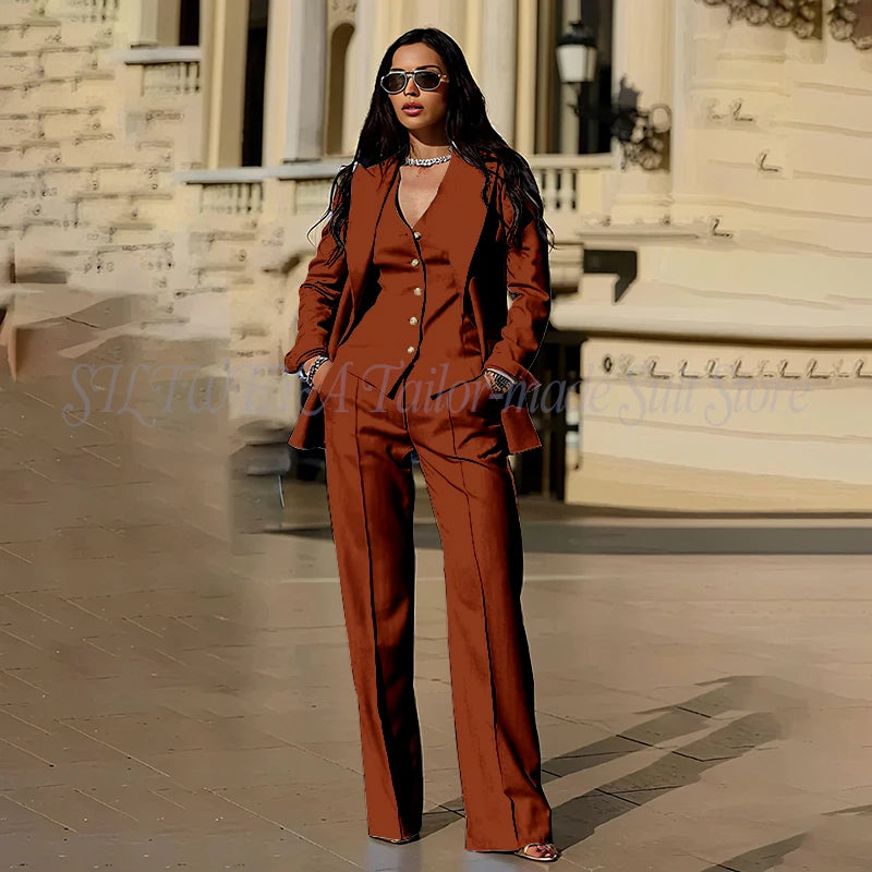 Ensembles tailleur 3 pièces pour femme : veste, pantalon et gilet - Tenues décontractées élégantes pour le bureau - Vêtements féminins de haute qualité - Ensembles blazer chics et formels