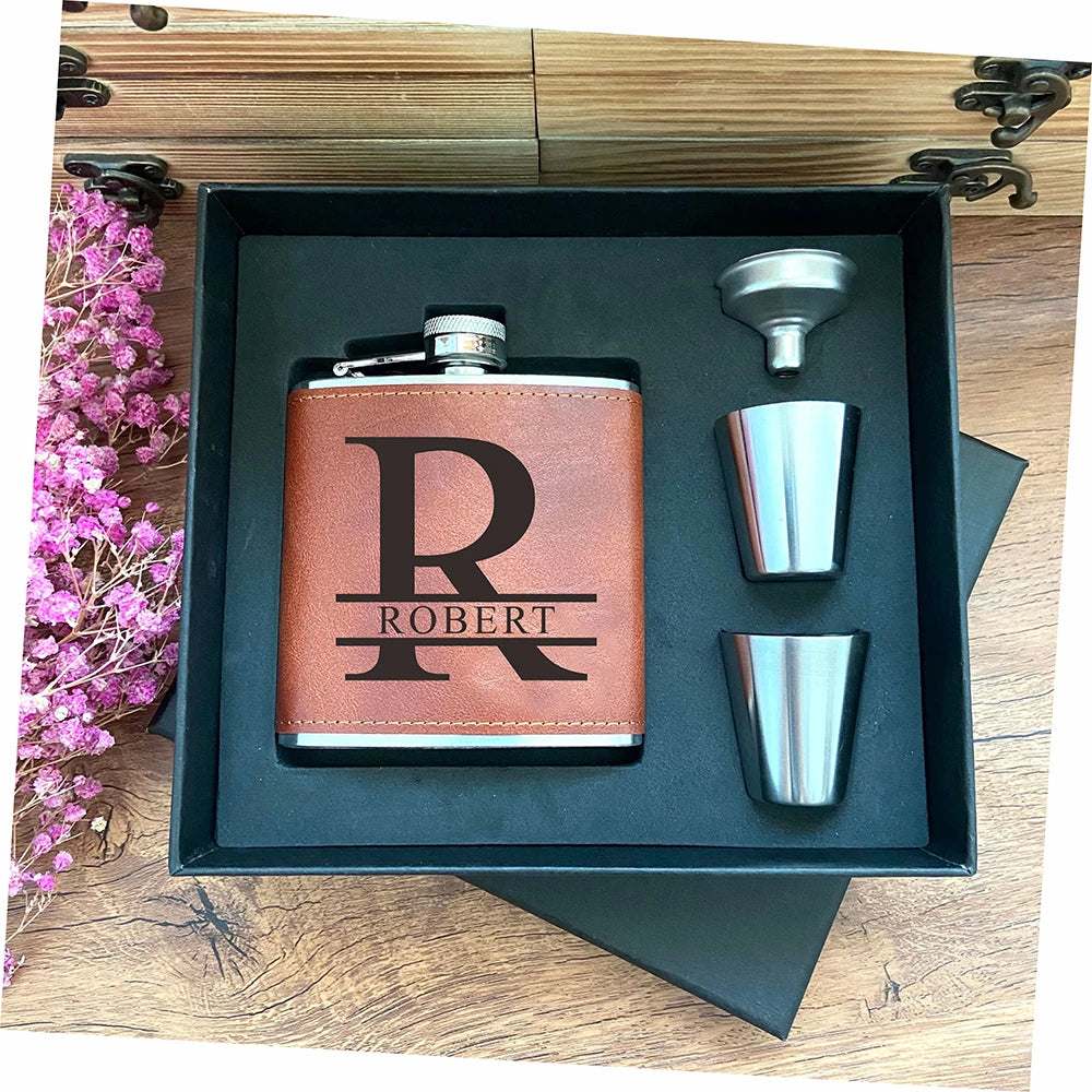 Personalized Engraved Hip Flask – Groomsmen & Best Man Gift | 6oz with Gift Box