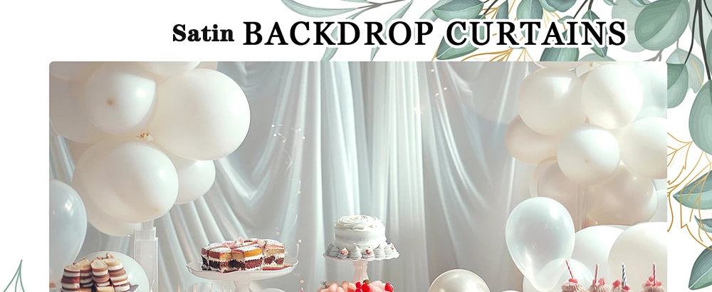Satin Backdrop Christmas Curtains Wrinkle Free Silky Fabric Background Drapes for Baby Shower Birthday Party Prom Wedding Decor