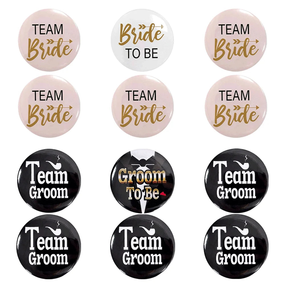 Team Bride & Team Groom Button Pin Set | Bachelorette Party Badges | Bridesmaid Gift Favors