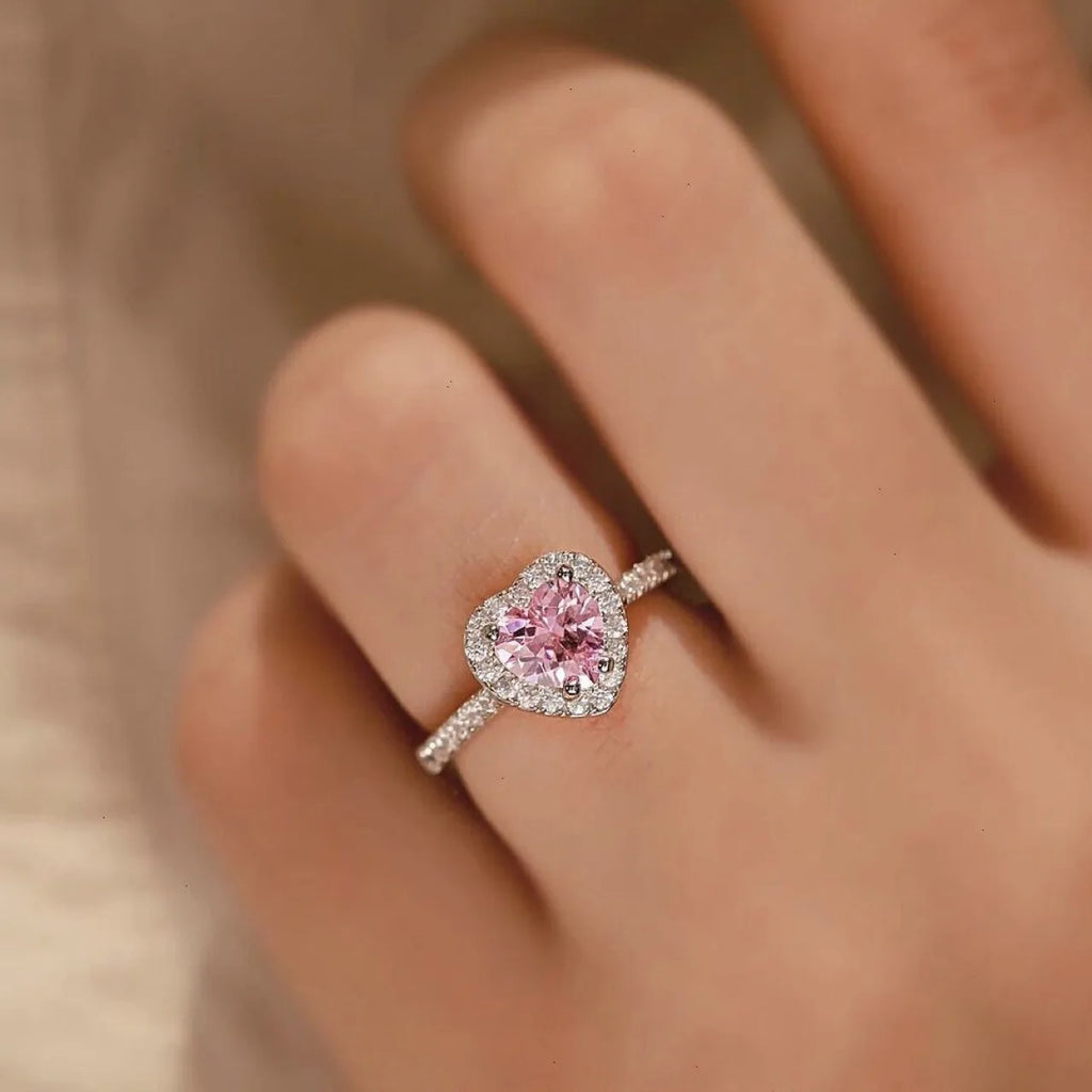Bague en argent sterling 925 en forme de cœur avec zircone brillante pour femme, fiançailles, mariage, bijoux fins de luxe de haute qualité