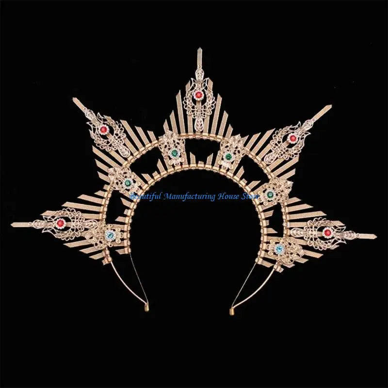 E56A Serre-tête gothique avec diadème, couronne de princesse en cristal pour fête de mariage