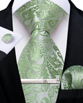 Men's Silk Paisley Tie Set – Pocket Square, Cufflinks & Tie Clip | Groom & Groomsmen