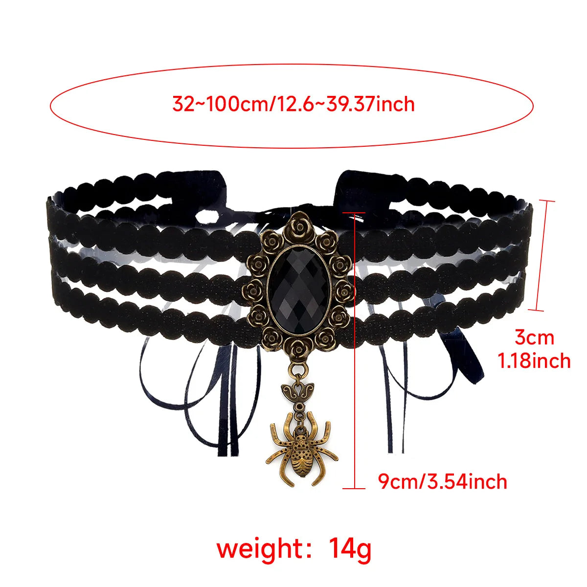 Collier ras-du-cou « rose épanouie en dentelle gothique » — style Lolita