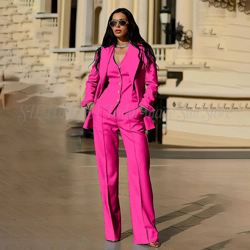 Ensembles tailleur 3 pièces pour femme : veste, pantalon et gilet - Tenues décontractées élégantes pour le bureau - Vêtements féminins de haute qualité - Ensembles blazer chics et formels