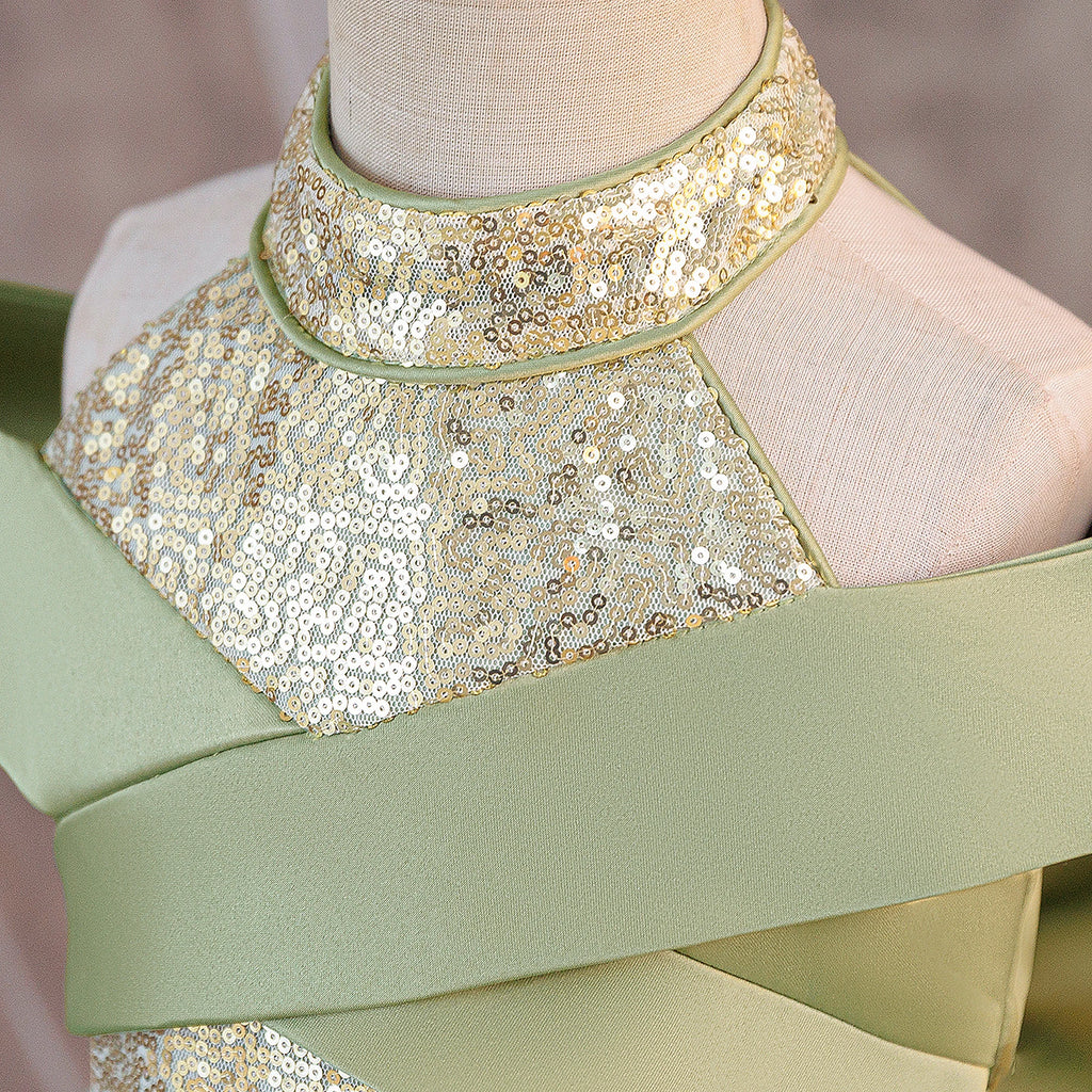 Robe de soirée à sequins pour filles, élégante, avec traîne, pour mariage, demoiselles d'honneur, princesse, bal de promo, nœud, anniversaire, concours, vêtements pour enfants