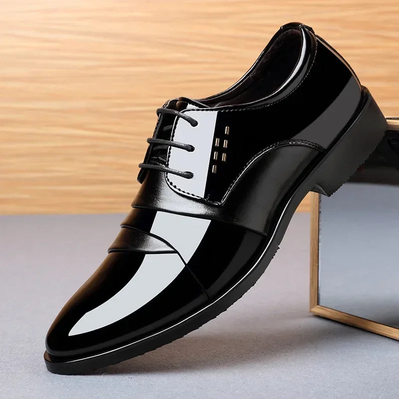 Chaussures de ville pour hommes, luxe, en cuir verni, style Oxford, pour hommes, chaussures habillées en cuir de haute qualité