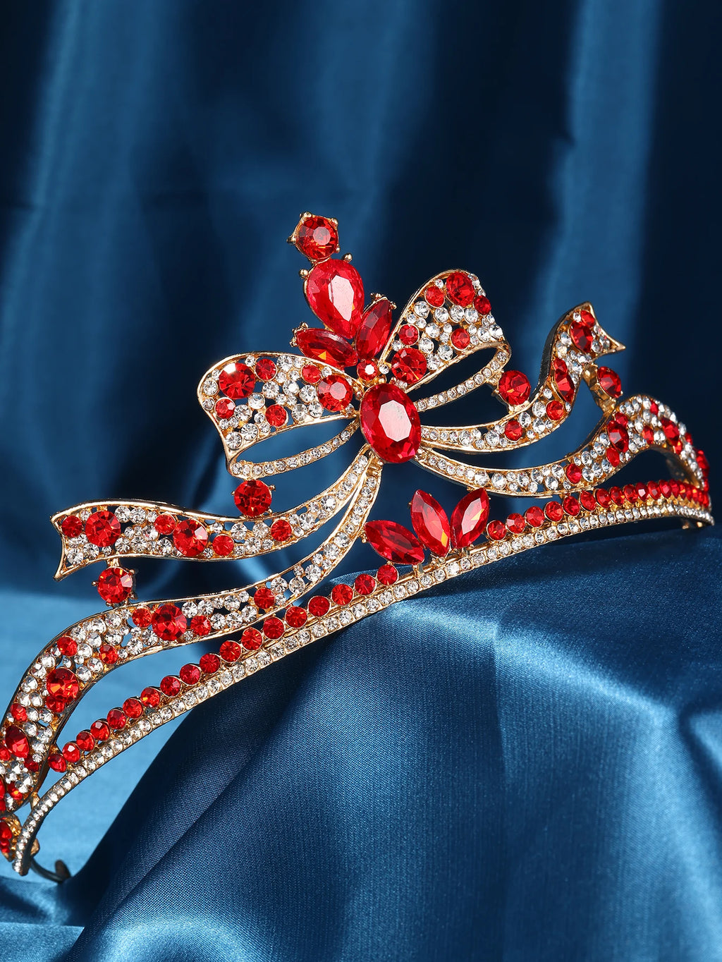 Accessoires pour femmes - Bandeaux de mariage - Bijoux de cheveux pour fiançailles - Serre-têtes en forme de nœud - Tiaras romantiques - Diadèmes de concours de beauté
