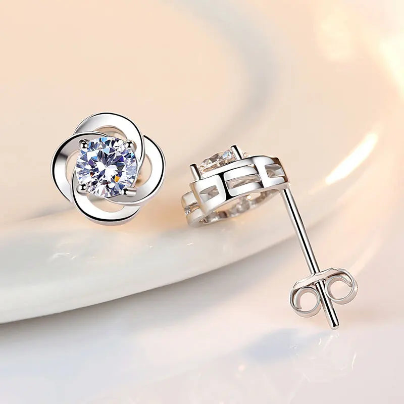 Boucles d'oreilles créoles en Zircon scintillant — Argent sterling 925