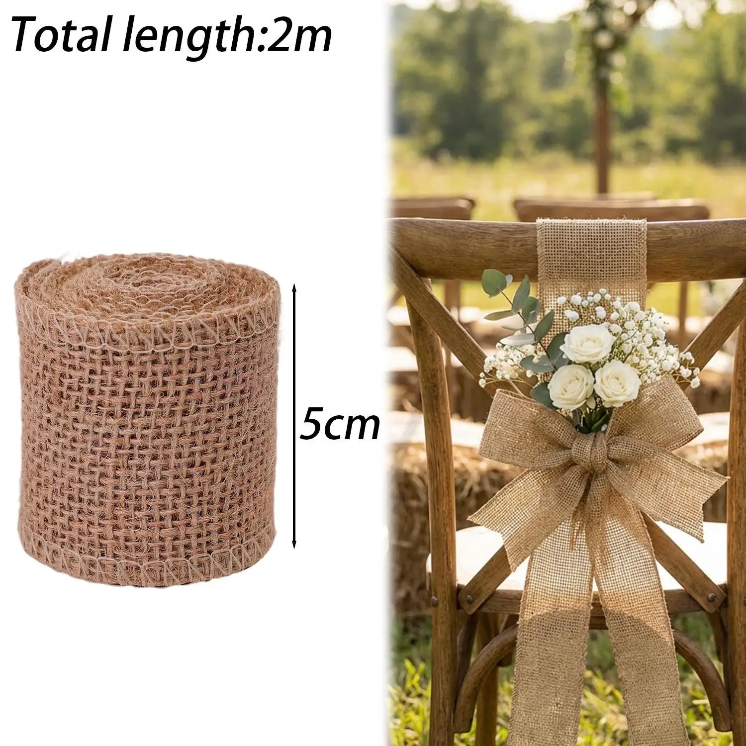 Rouleau de ruban en toile de jute pour loisirs créatifs, fournitures faites à la main pour décoration de mariage, emballage cadeau, bouquets de fleurs, guirlande de table, fête, bricolage