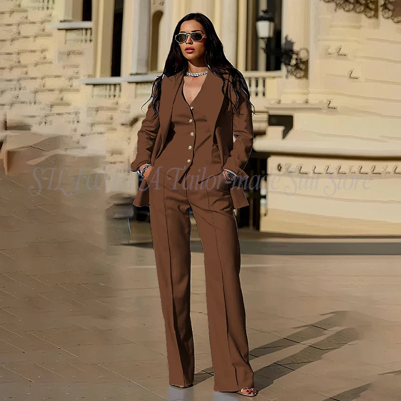 Ensembles tailleur 3 pièces pour femme : veste, pantalon et gilet - Tenues décontractées élégantes pour le bureau - Vêtements féminins de haute qualité - Ensembles blazer chics et formels
