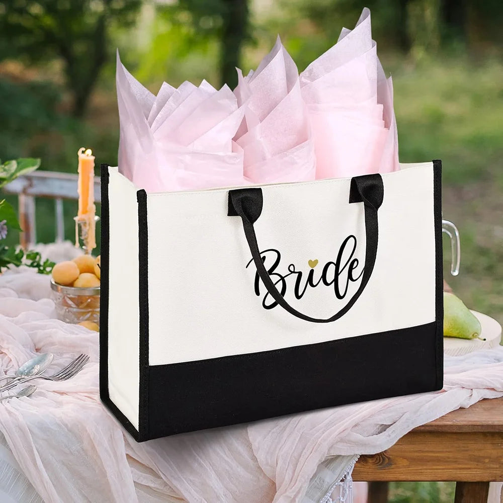 Bride Tote Bag & Makeup Bag Wedding Bride To Be Supplies Bridal Shower Gifts Bachelorette Party Engagement Honeymoon Accessories