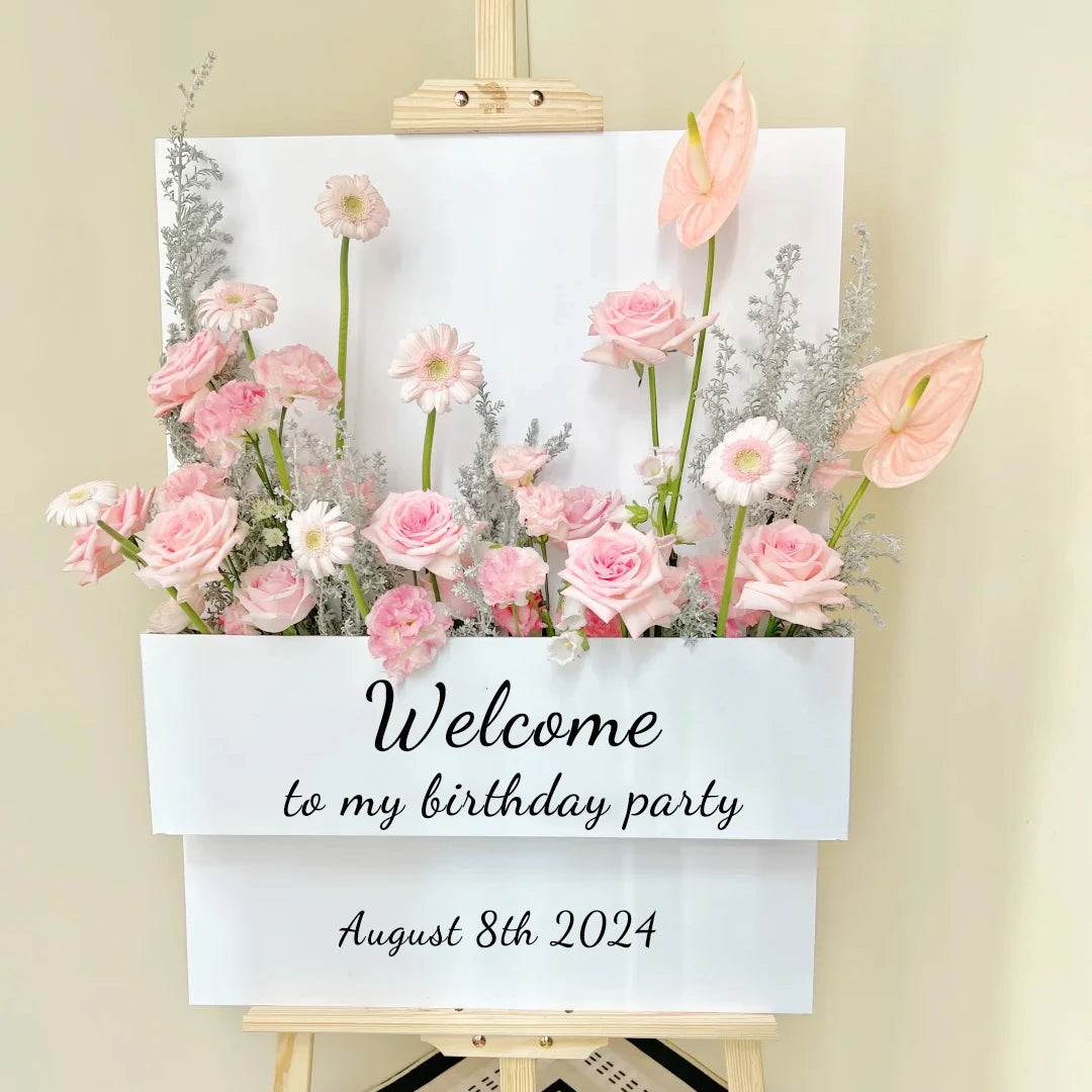 Custom Wedding Flower Box Welcome Sign Personalized Mosaic Frame Flower Box Wedding Welcome Sign for Marriage Birthday Decor