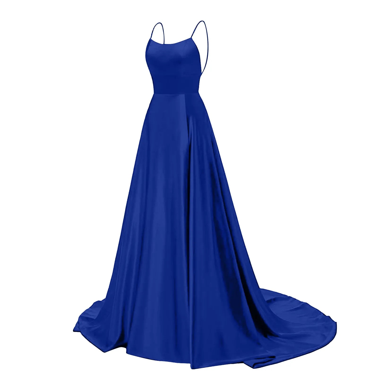 Robe de Demoiselle d'Honneur Bleu Marine pour Mariages Femme Invitée 2024 Sexy à Fines Bretelles Fendue Robes de Soirée Longues