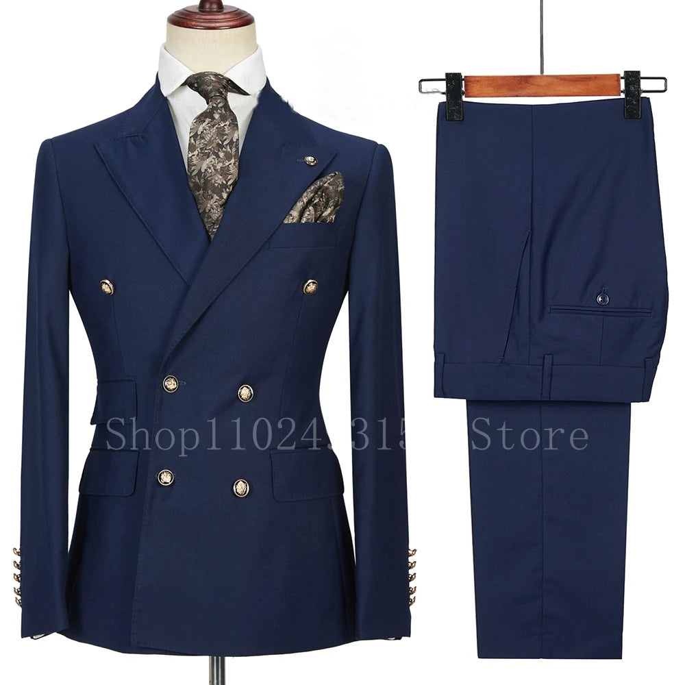 Costumes de Mariage Blancs pour Hommes 2023 2 Pièces Double Boutonnage Coupe Slim Vêtements de Marié Formels d'Affaires (Veste+Pantalon) Costume Homme