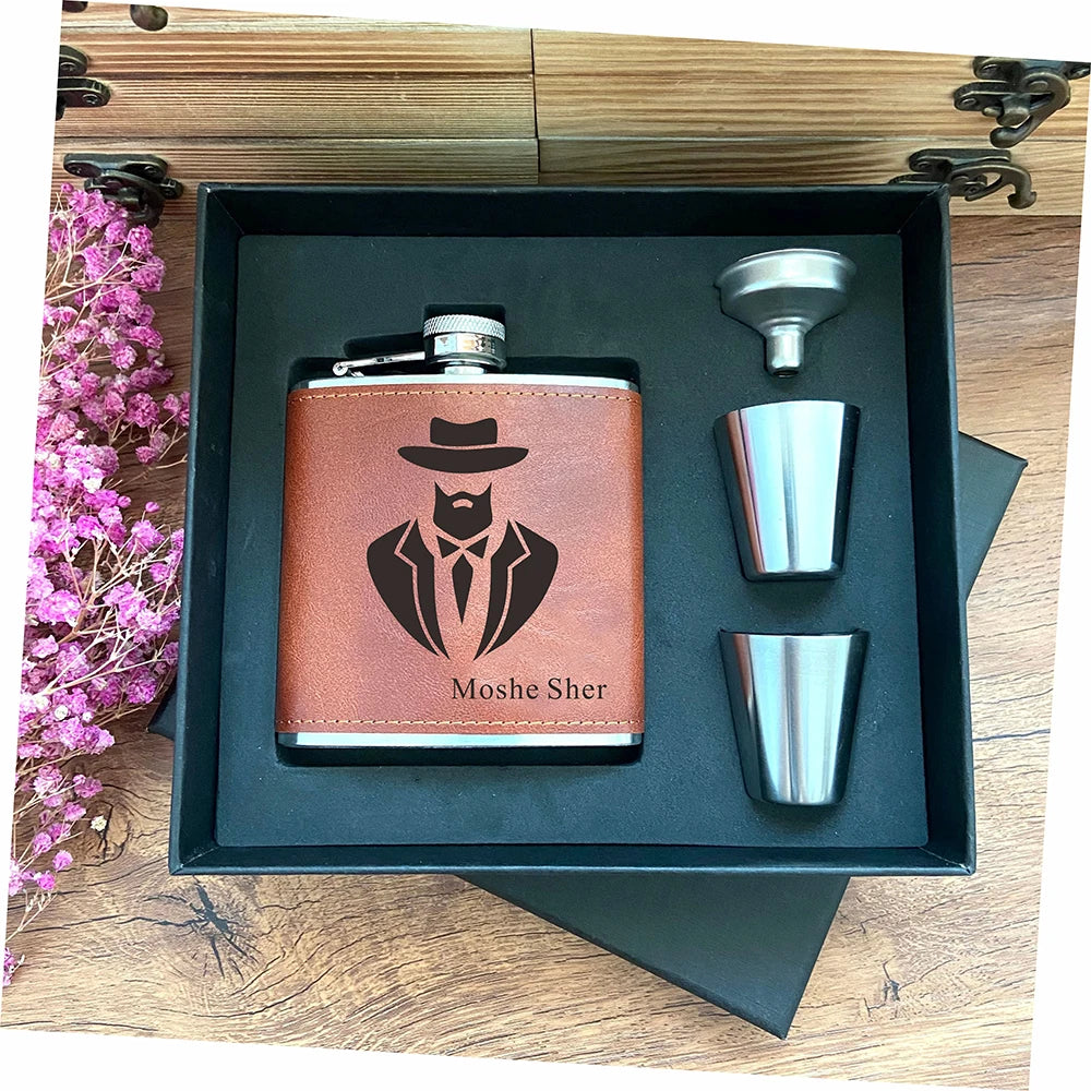 Personalized Engraved Hip Flask – Groomsmen & Best Man Gift | 6oz with Gift Box