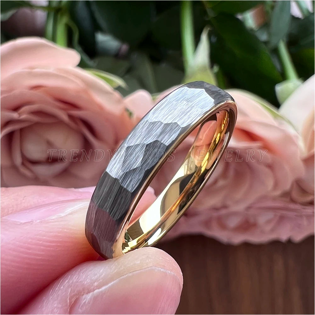 6mm 8mm Hammered Tungsten Carbide Wedding Band for Men Women Domed Brushed Finish Fashion Jewelry Comfort Fit