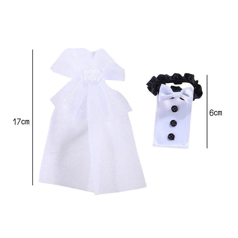 Lot de 2 nœuds papillon pour mariée et marié, décor de verres à vin pour fête de mariage