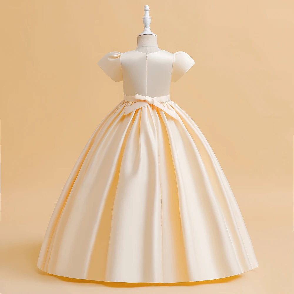 Robes de demoiselle d'honneur élégantes pour filles, robe de soirée de mariage, première communion blanche, robe de soirée longue, vêtements d'été pour enfants