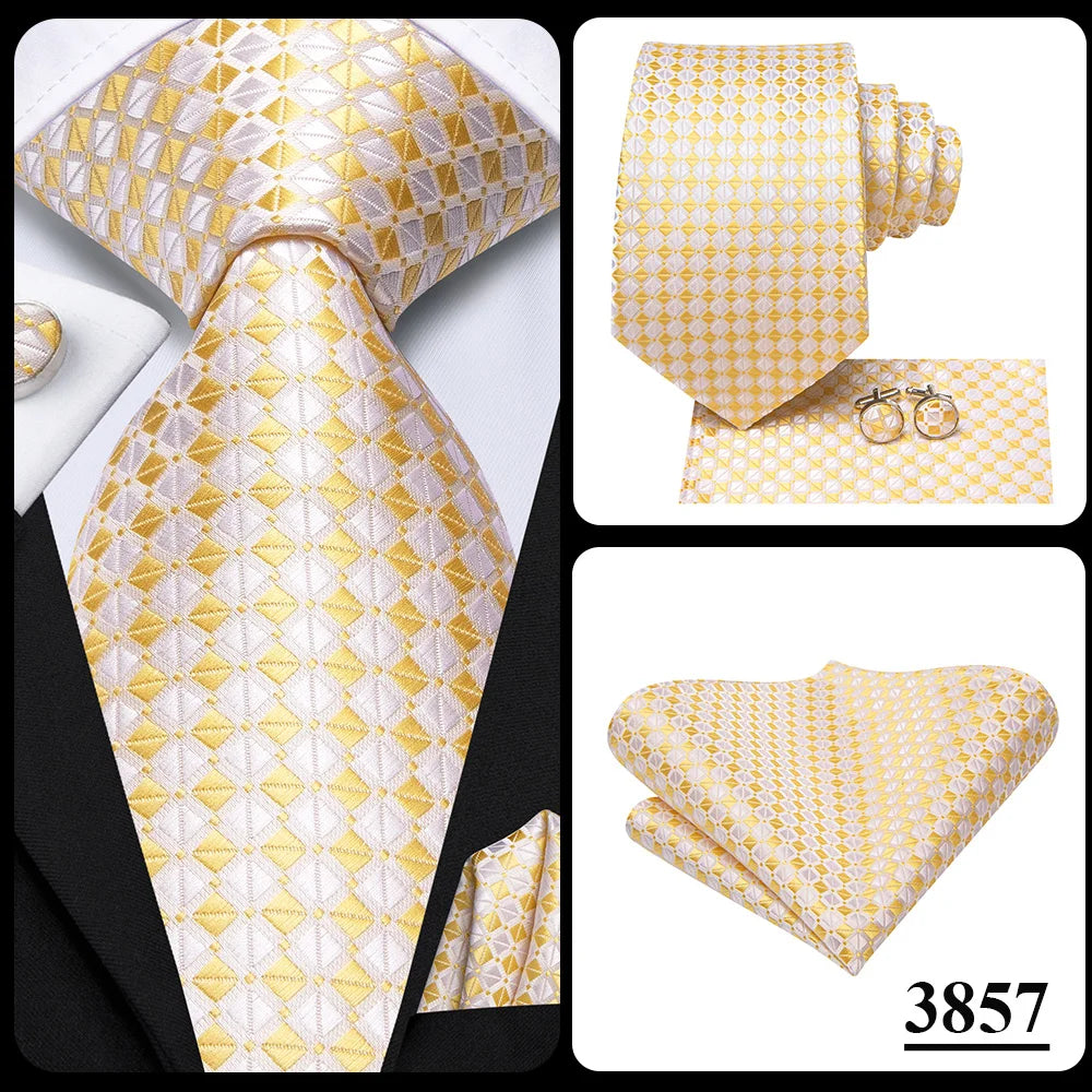 Silk Paisley & Floral Necktie Gift Set | Groom & Groomsmen Wedding Tie with Pocket Square & Cufflinks