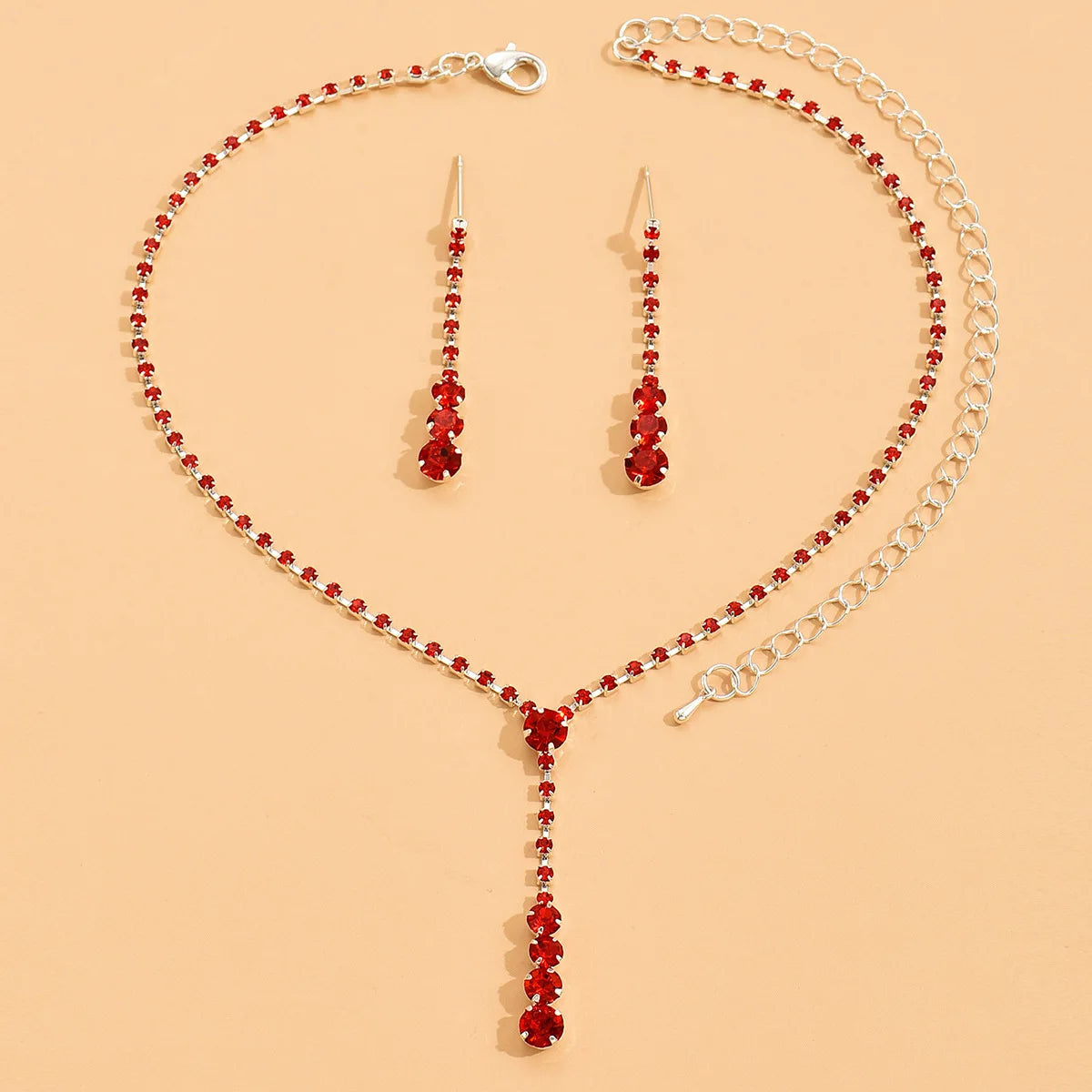 Parure collier et boucles d'oreilles de mariée Goutte de cristal scintillant