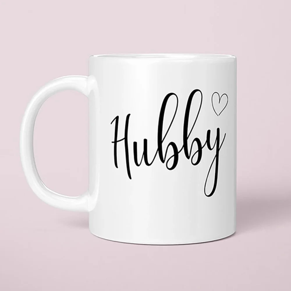 Hubby & Wifey Ceramic Mug | Wedding Gift Coffee Cup for Newlyweds