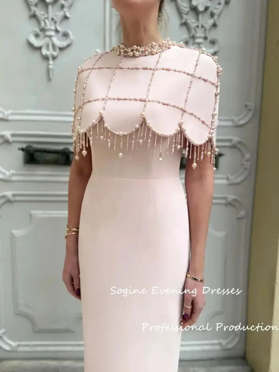 Robes de Soirée Élégantes pour Occasions Formelles pour Femmes Sexy avec Robe de Soirée de Mariage Longueur Cheville Ornée de Perles Luxueuses