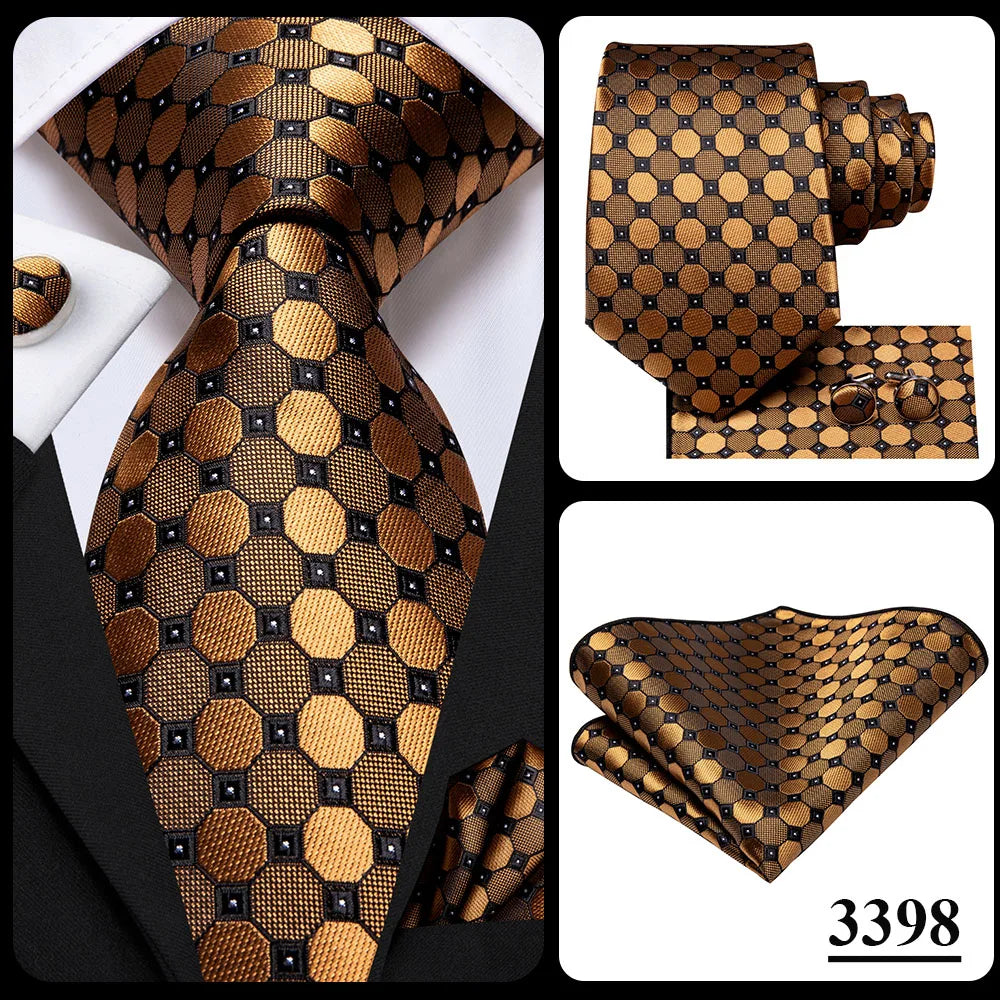 Silk Necktie Gift Set | Groom & Groomsmen Wedding Tie with Pocket Square & Cufflinks