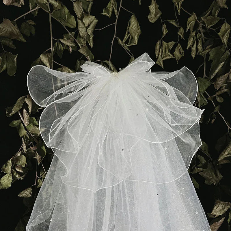 New Little Head veil White Hair Dresses Butterfly Wedding accessories