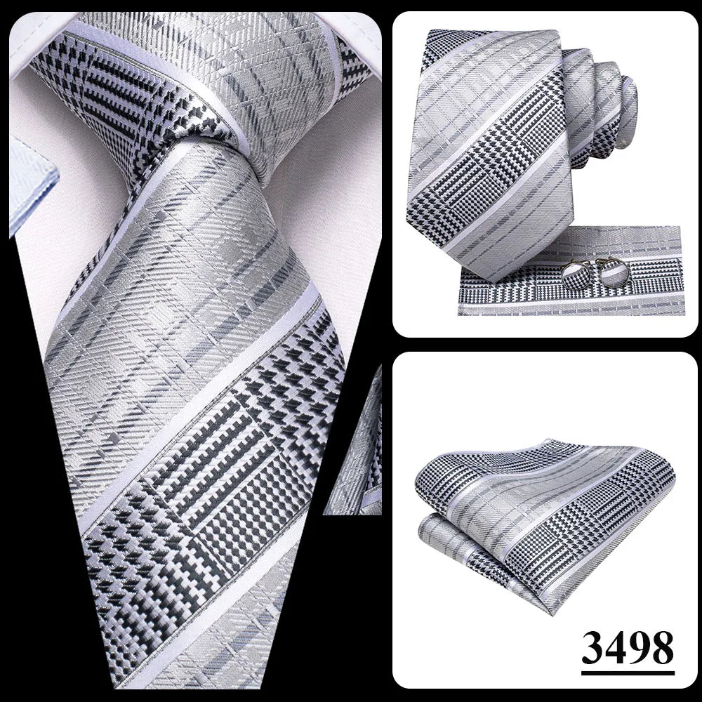 Silk Paisley & Floral Necktie Gift Set | Groom & Groomsmen Wedding Tie with Pocket Square & Cufflinks