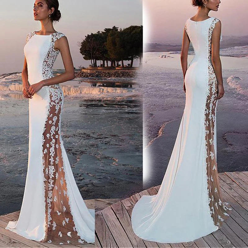 Bridesmaid Dress Magic Lace Evening Gown Sleeveless Long fitted formal Party dress floor-length cocktail dress