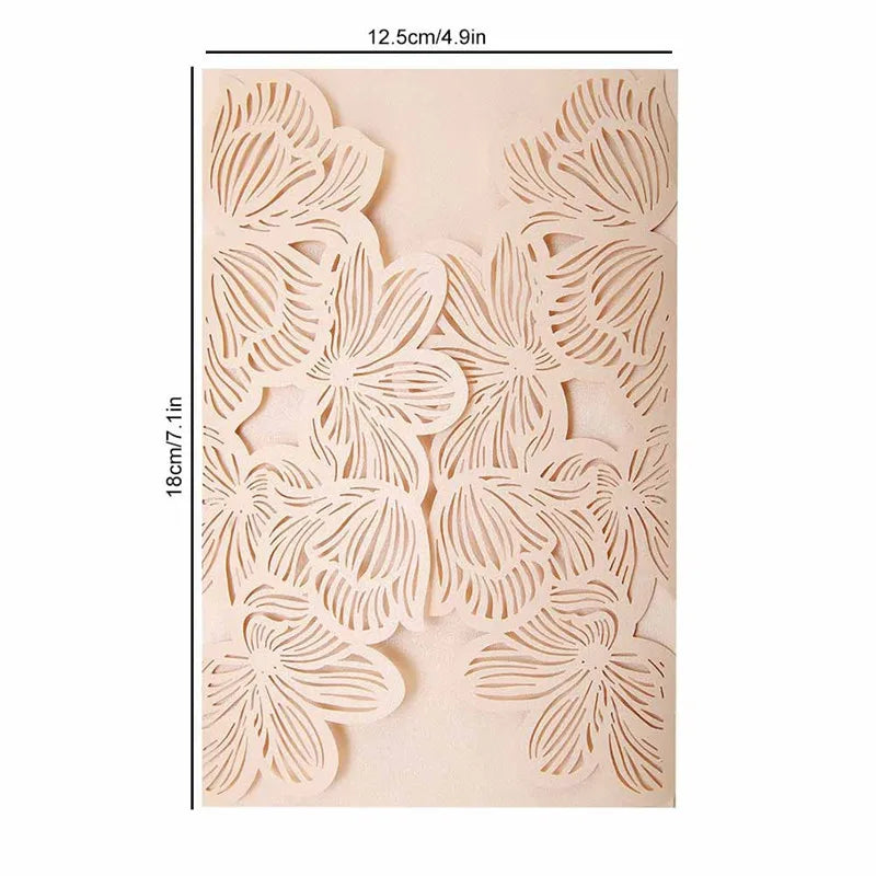 10/20pcs Fleurs Cartes d'invitations de mariage Papier blanc Anniversaire Carte de vœux Couverture Fournitures de décoration de fête de mariage et de fiançailles