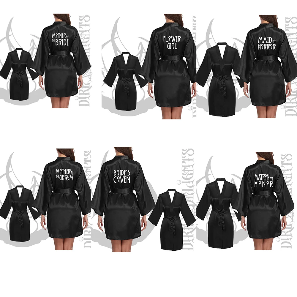 Peignoirs de célibataire gothiques Demoiselle d'honneur badass de la douche nuptiale Coven Horror Future mariée Kimono d'Halloween Accessoires de mariage gothiques cadeaux