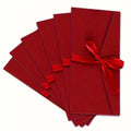 6 élégantes enveloppes cadeaux rouges avec nœuds en ruban - Invitations en papier kraft pour anniversaires, Noël, emballage cadeau de vacances