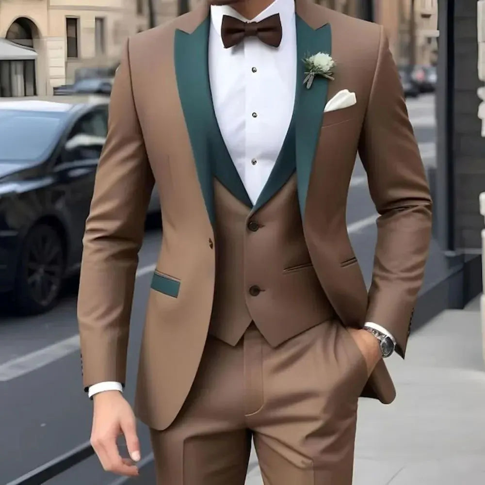 Nouveau Costume Homme De Mariage Décontracté Business MC Jacquard Trois Pièces Costume De Mariage Pour Homme  Costumes Homme  Costume