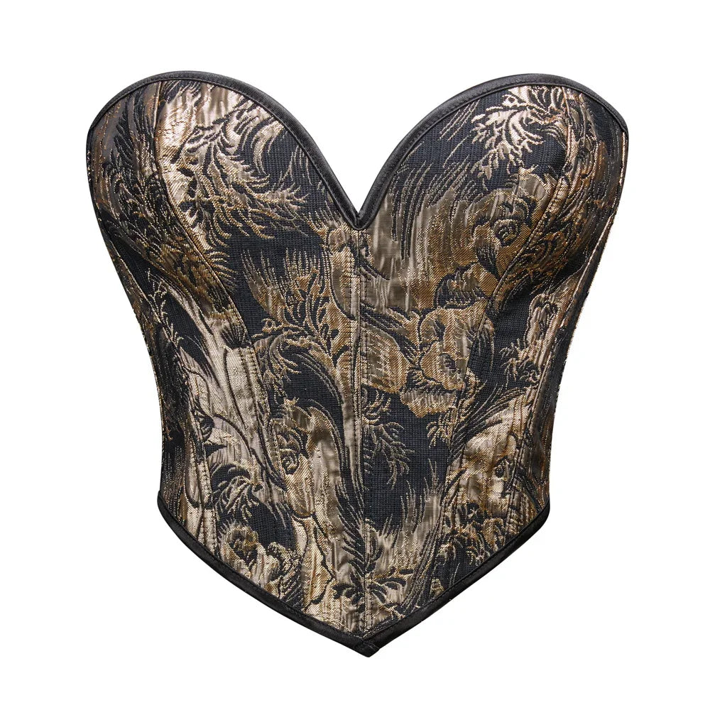 Corsets pigeonnants sexy / Sculpteurs de corps à lacets dorés / Corset lingerie gothique