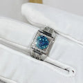 Bague de mariage ajustable ouverte pour homme en zircon bleu-vert pleine pavé, bijou tendance hipster pour le marié