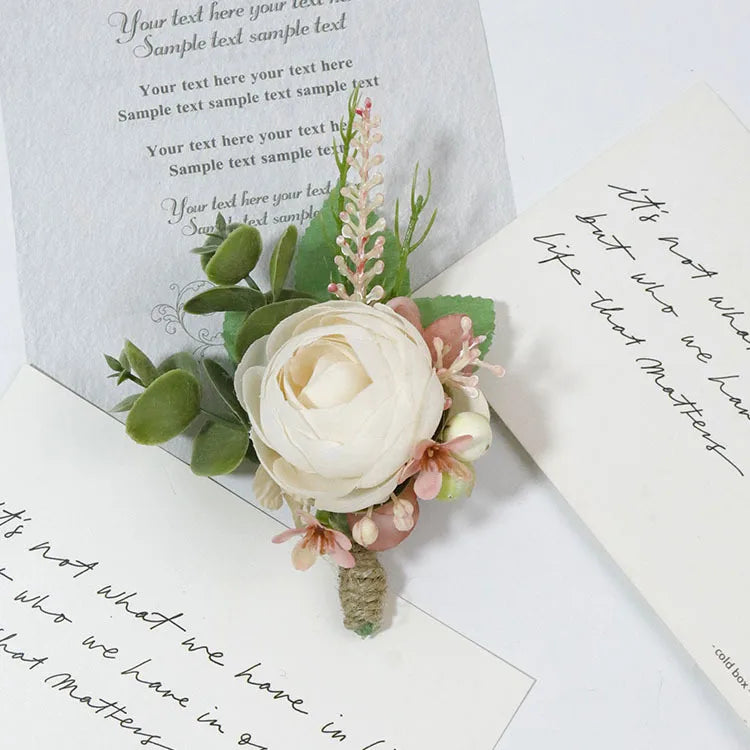 Wedding Boutonniere & Corsage | Silk Flower Pin for Groom, Groomsmen & Guests