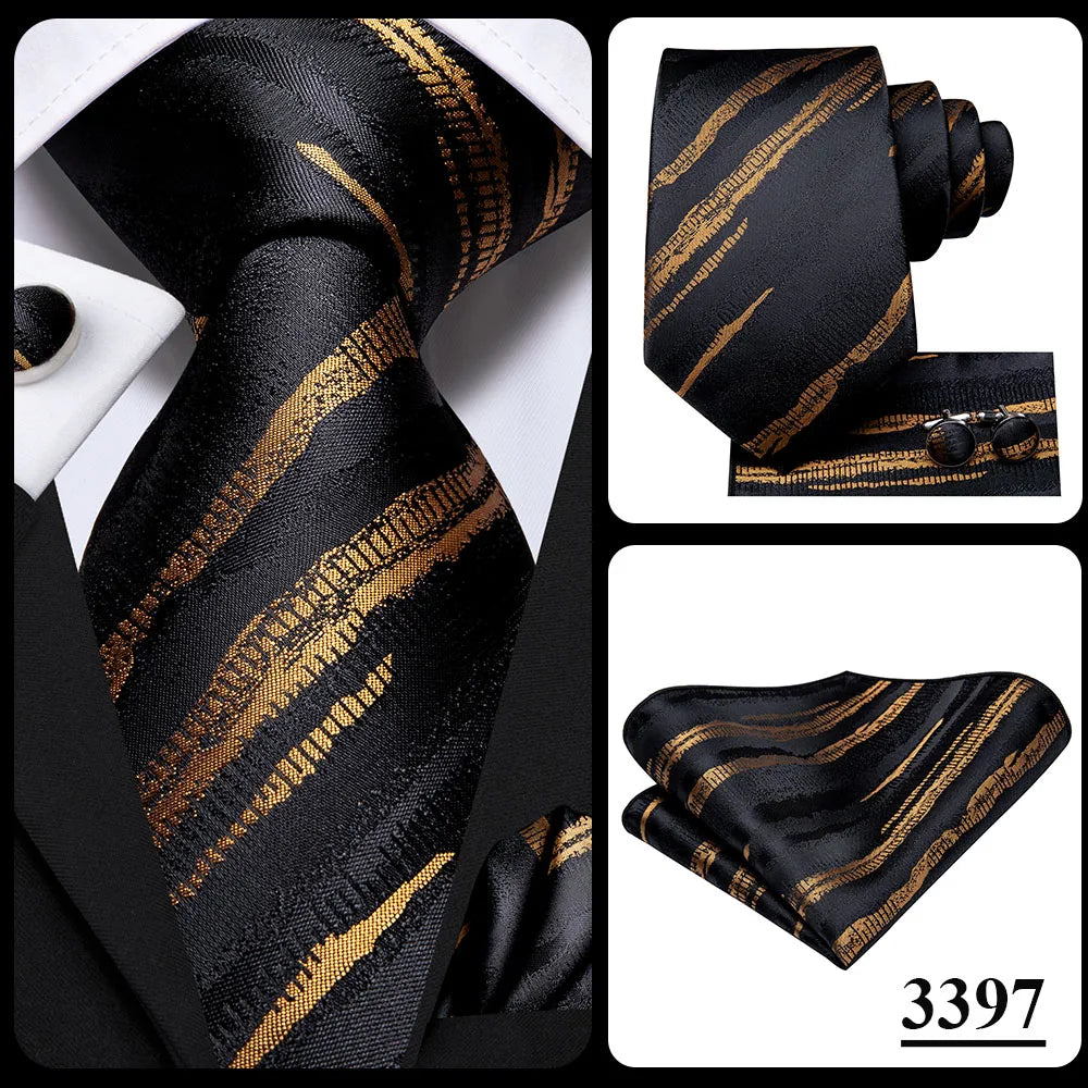 Silk Necktie Gift Set | Groom & Groomsmen Wedding Tie with Pocket Square & Cufflinks