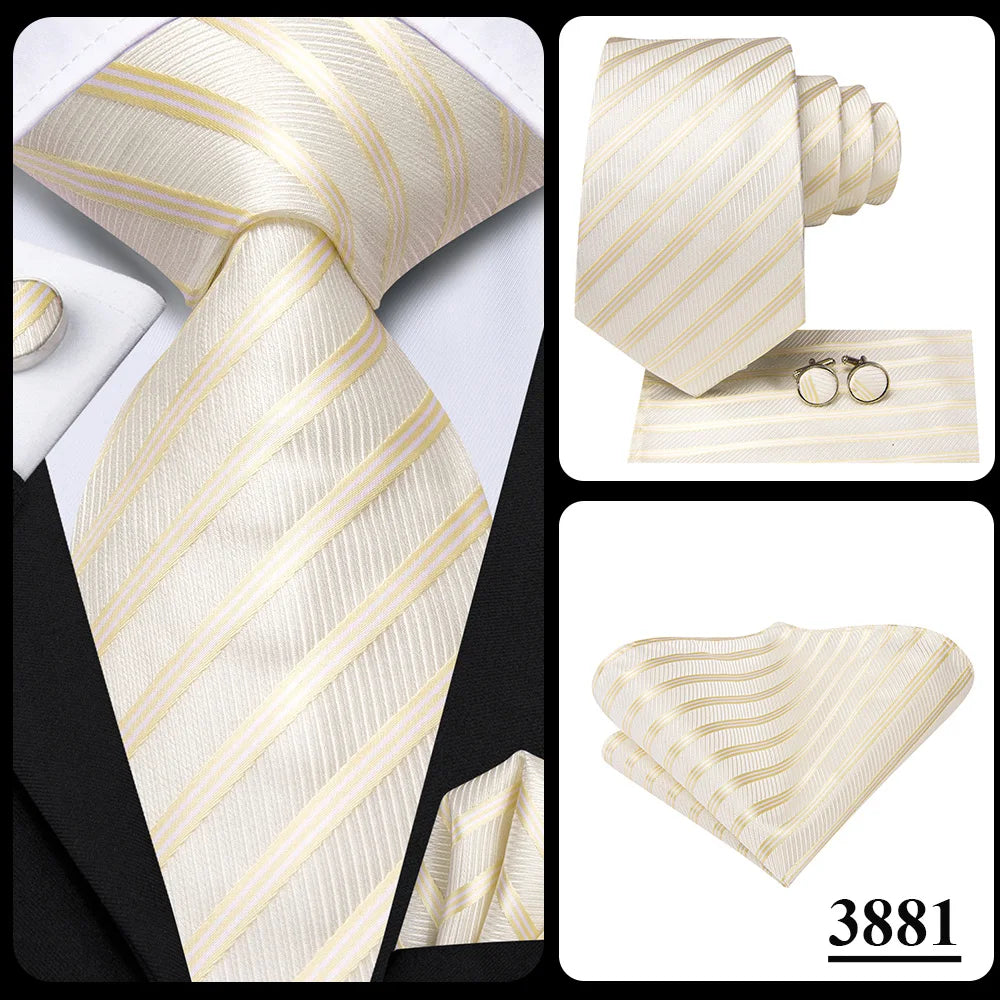 Silk Paisley & Floral Necktie Gift Set | Groom & Groomsmen Wedding Tie with Pocket Square & Cufflinks