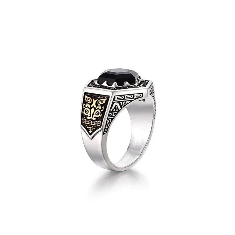 QEENKISS Bagues vintage en argent sterling 925 pour hommes, pour anniversaire, mariage, fête, Noël, mari, père, petit ami RG7031