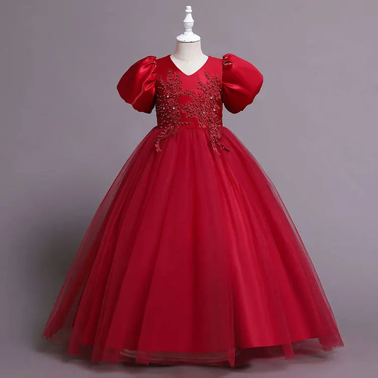 Robes de Demoiselle d'honneur pour Mariages Robes de Soirée Princesse pour Filles Robes d'Enfants à Manches Courtes Robe de Soirée Mariage 3-12 Ans